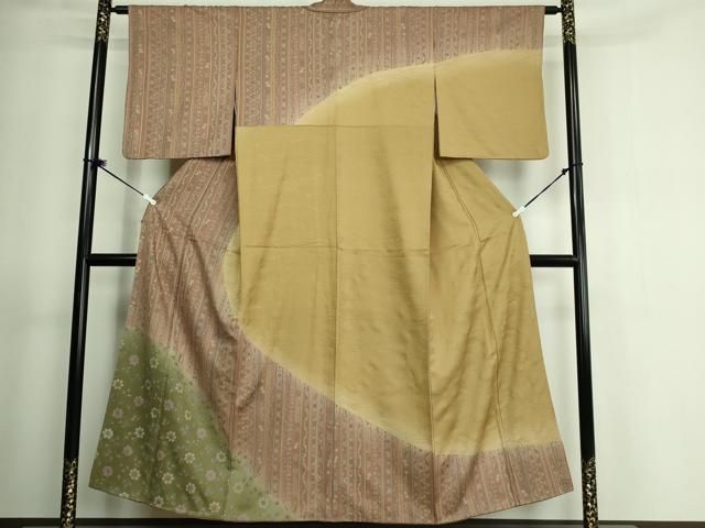 平和屋着物○訪問着 草花間道 暈し染め 金彩 鬼しぼ縮緬