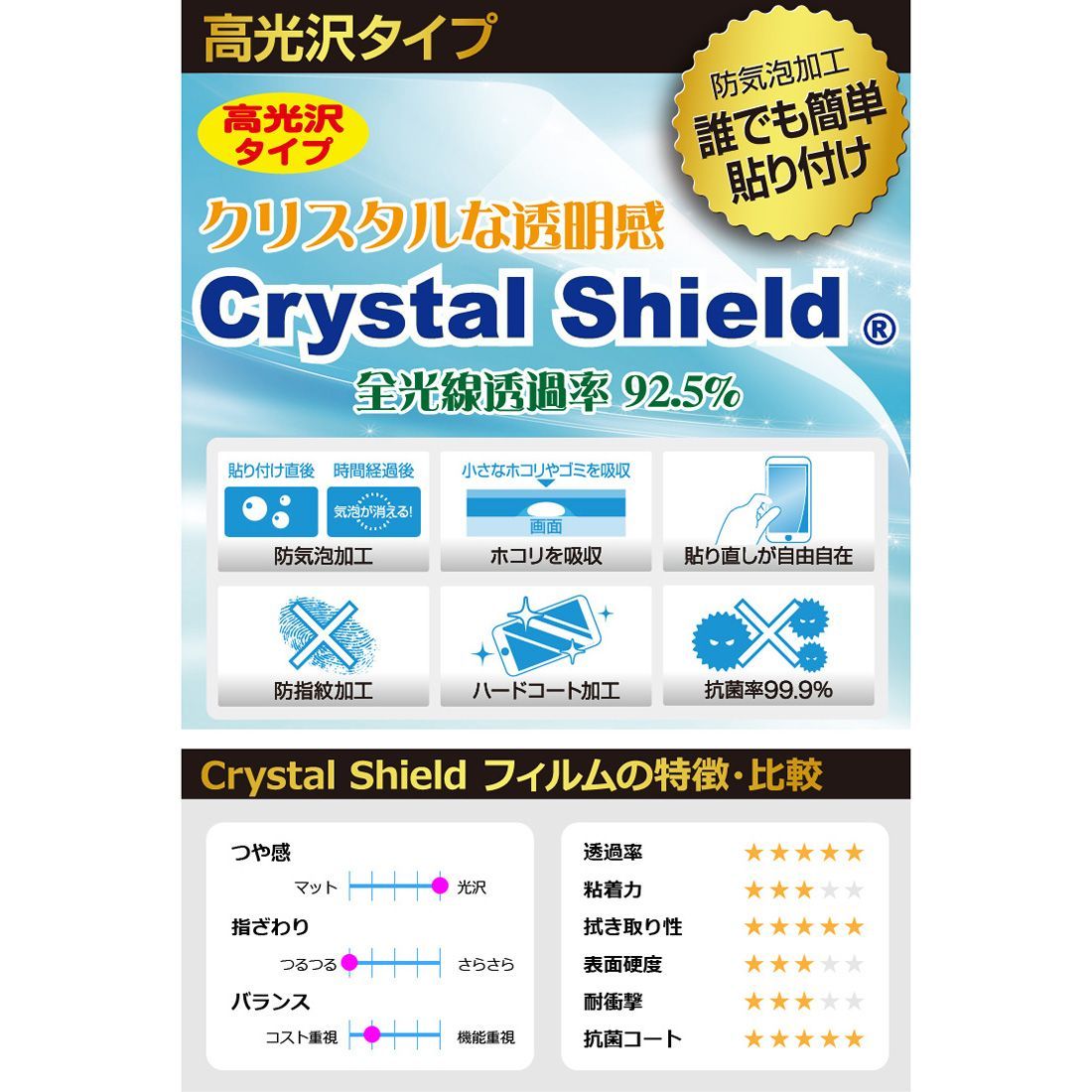 PDA工房 EHOMEWEI 16インチ モバイルモニター LQ-160NW (E160NSL) 対応 Crystal Shield 保護 フィルム 光沢 日本製