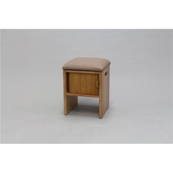 スツールボックス 約幅28×奥行28×高さ37cm ブラウン ジャバラ扉 木製 天然木 オットマン 腰掛け椅子 来客用