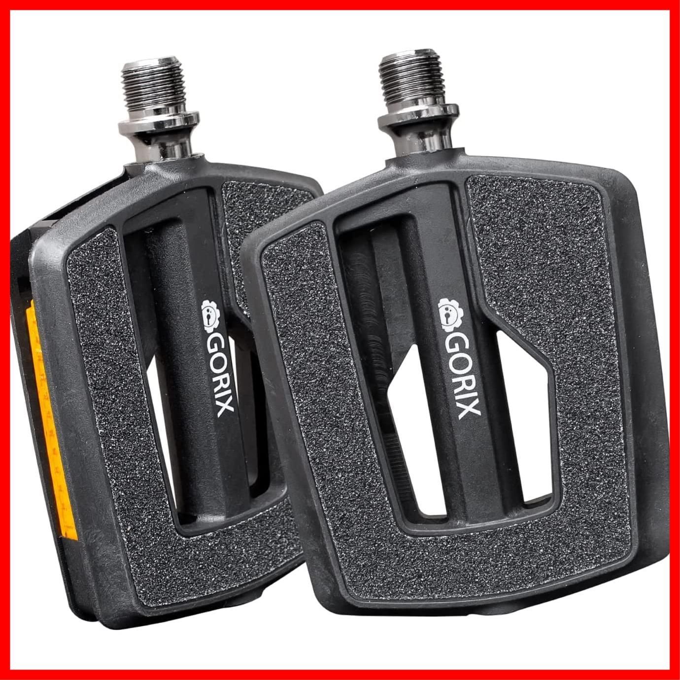 【特売】GORIX(ゴリックス) 自転車ペダル ノンスリック フラットペダル 高いグリップ力 表面滑り止め加工ブラック (GX-F558) [ リフレクター 反射板付き ナイロン・靴に優しい表面グリップ・滑