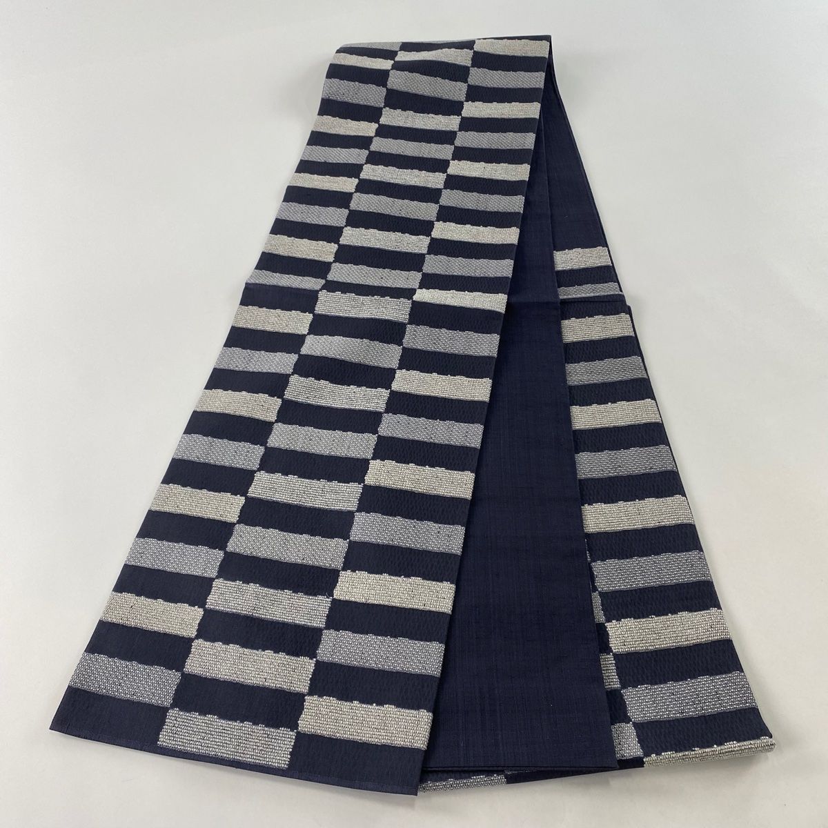 袋帯 美品 秀品 紬地 変わり市松 青灰色 六通 正絹 【中古】 - メルカリ