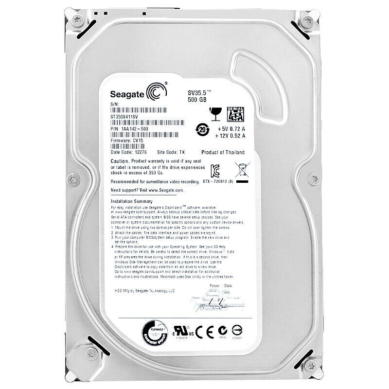 Seagate 500GB ST3500411SV 16Mb キャッシュ 7200Rpm SATA III 3.5 SV35 ハードドライブ