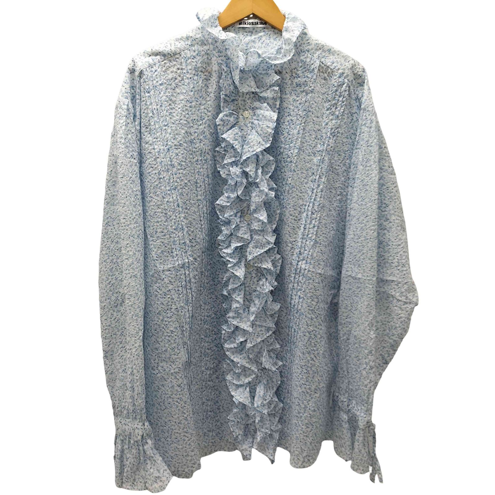 極美品】MIKIO SAKABEミキオサカベフリルカラーシャツストライプ