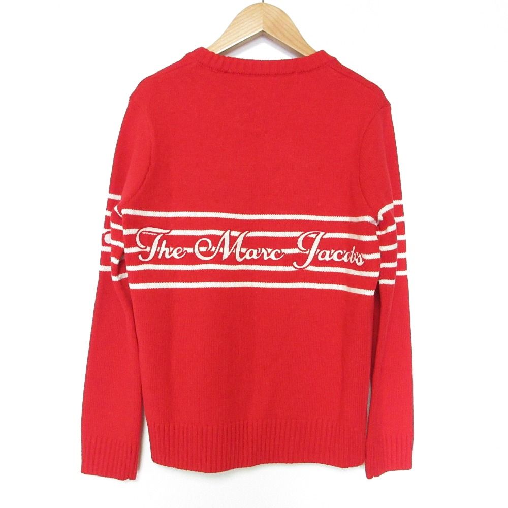 美品 MARC JACOBS マークジェイコブス THE BAND SWEATER ロゴ 音符 刺〓 クルーネック ニット プルオーバー セーター XS レッド レディース 古着 中古 MARC JACOBS - 美品 MARC JACOBS マークジェイコブス THE BAND