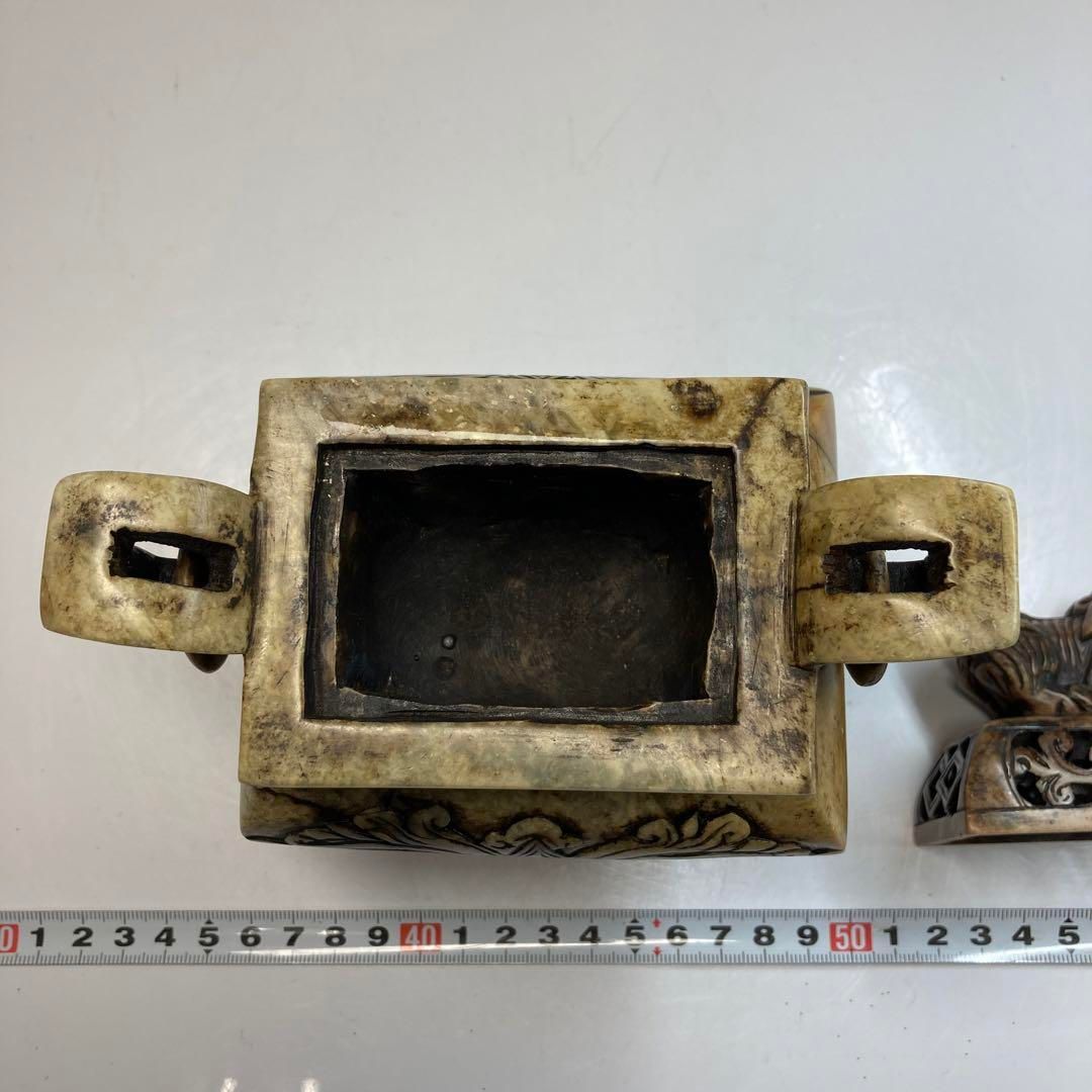 砡製獅子香炉 1507g