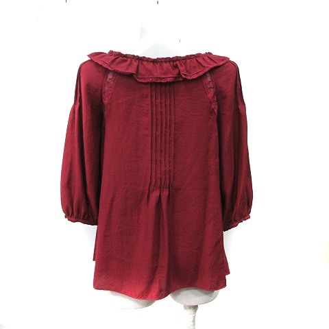 未使用品 ジルスチュアート JILL STUART ブラウス カットソー 七分袖 レース M テラコッタ 茶 /YM19 レディース JILLSTUART - ジルスチュアート ブラウス カットソー 七分袖