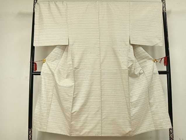 平和屋着物 男性 紬 単衣 横縞 正絹 AABB2277fy