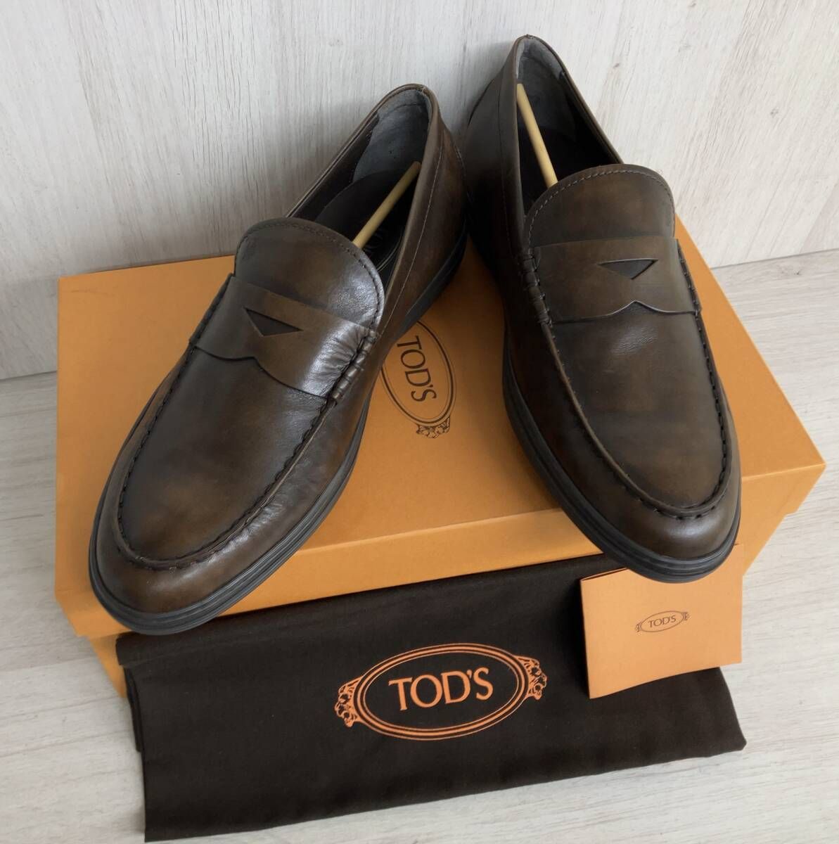 TOD’S トッズ コインローファー ブラウン メンズ 表記サイズ 7.5 箱 保存袋付き