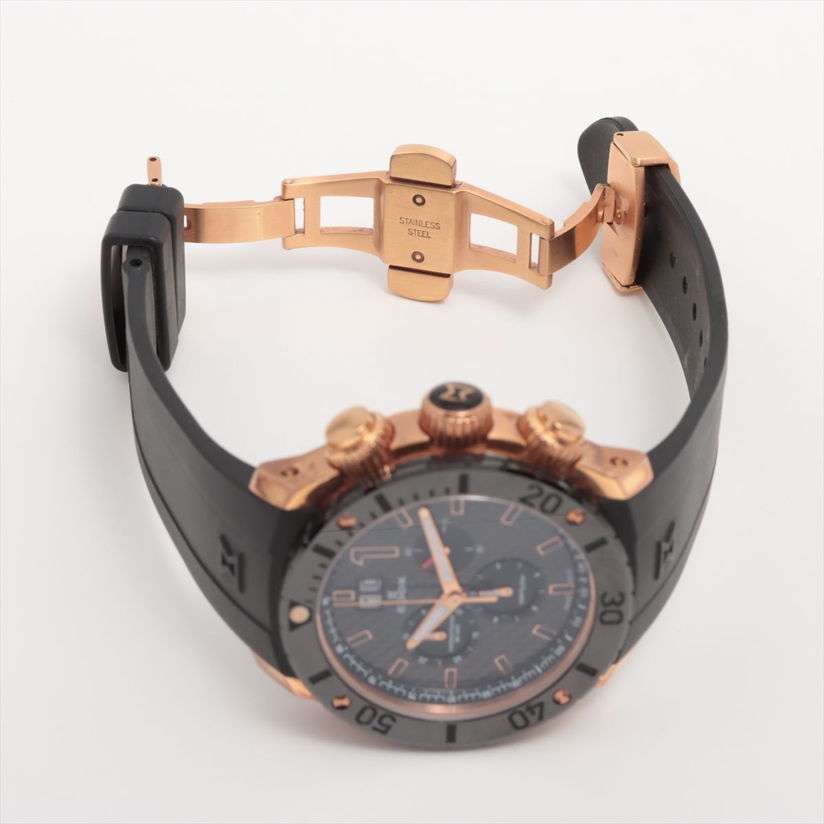 美品 エドックス EDOX クロノオフショア1 SS×ラバー QZ 10220