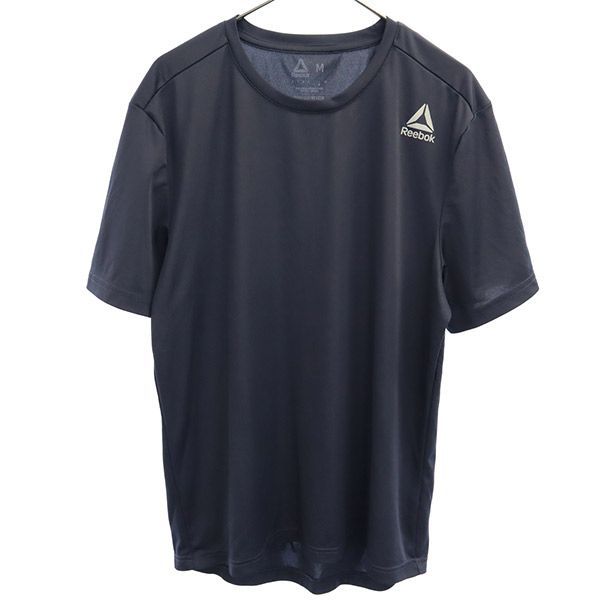 リーボック ロゴプリント 半袖 Tシャツ M 紺 Reebok メンズ 【中古