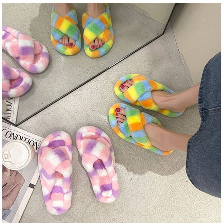 ファー スリッパ風 シューズ サンダル 靴 人気 sandal272カラフル可愛い冬新作 シューズ ふわふわ ファー