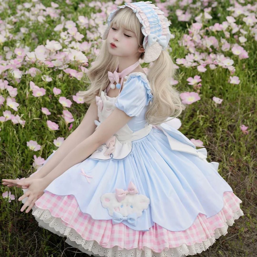 ♥ ロリータ パステルカラーワンピ 水色×ピンクのゆめかわロリータファッション WWW_OLIVIERBERNSTEIN_COM