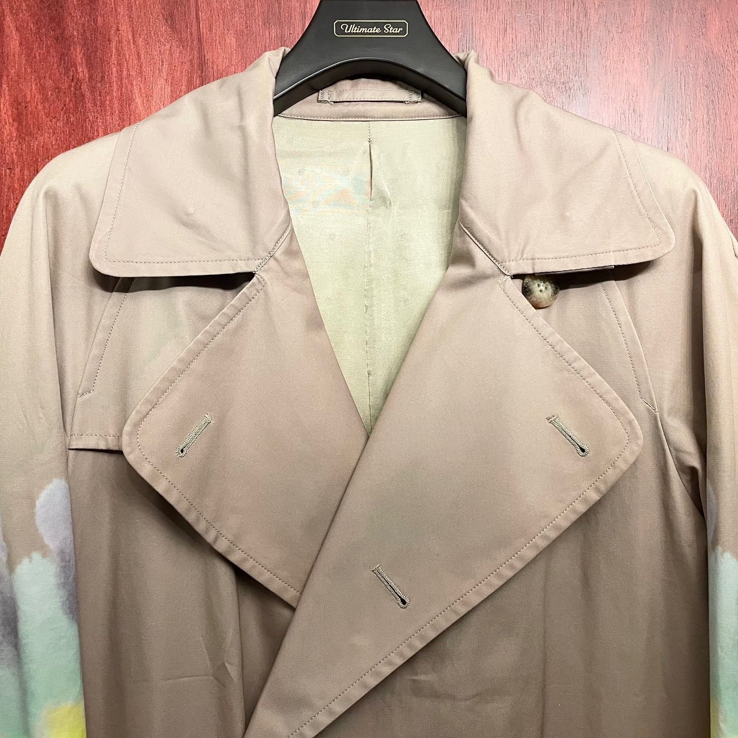 【希少】PHENOMENONタイダイ染めトレンチコート ベージュ M/38サイズ 激レア MADE IN JAPAN製 PHENOMENON 2013年SSモデル タイダイ染め