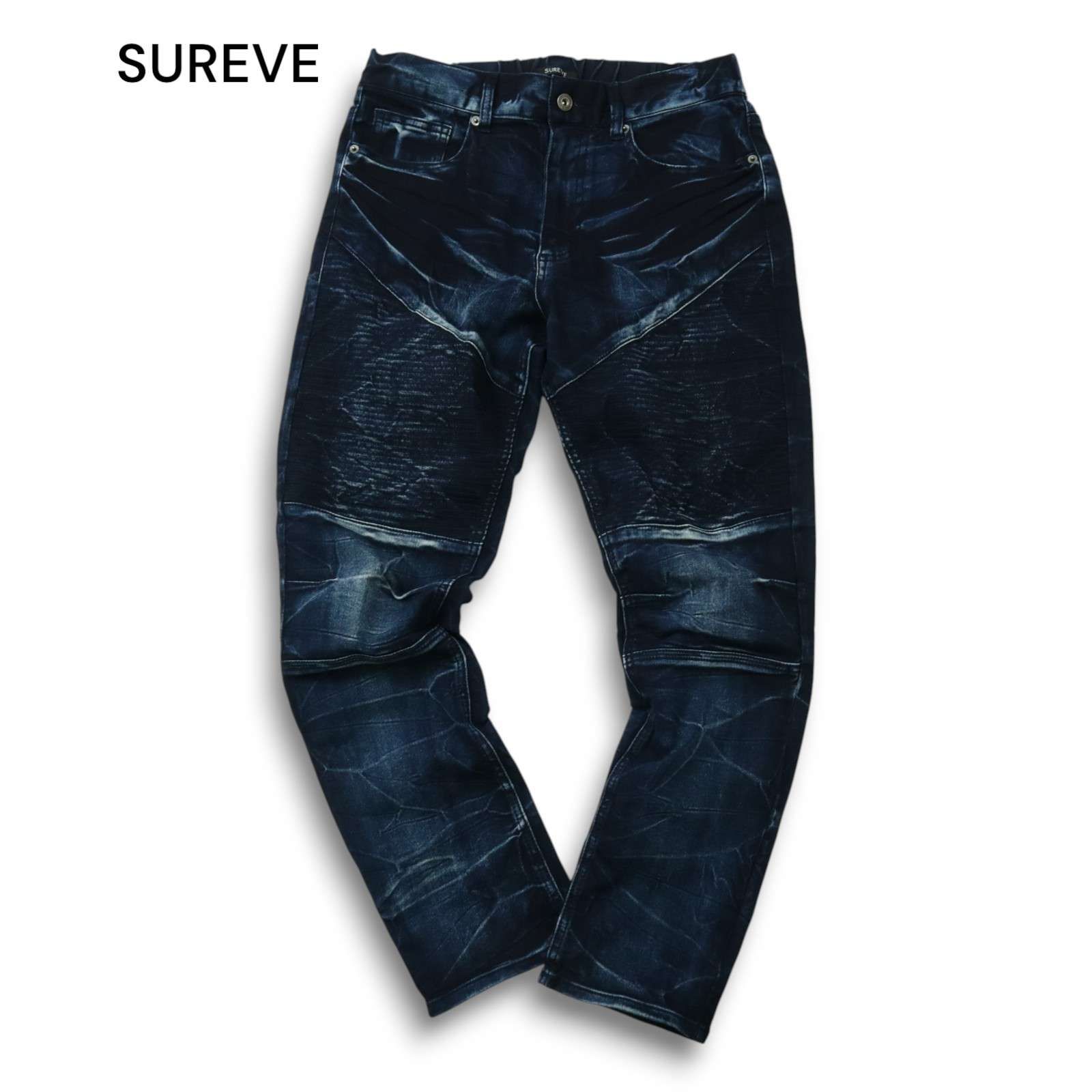 SUREVE シュレーヴ USED加工☆ ストレッチ スキニー デニム バイカー