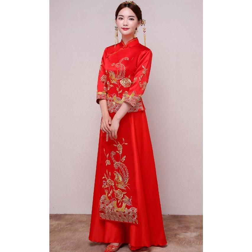 全国配信早速 送料無料！ 中華服 上下2点セット チャイナ服 古典中国風ウエディングドレス 中華風結婚式披露宴フォマールドレス 可愛いお花嫁ドレス 漢服?唐装 【全品送料無料】