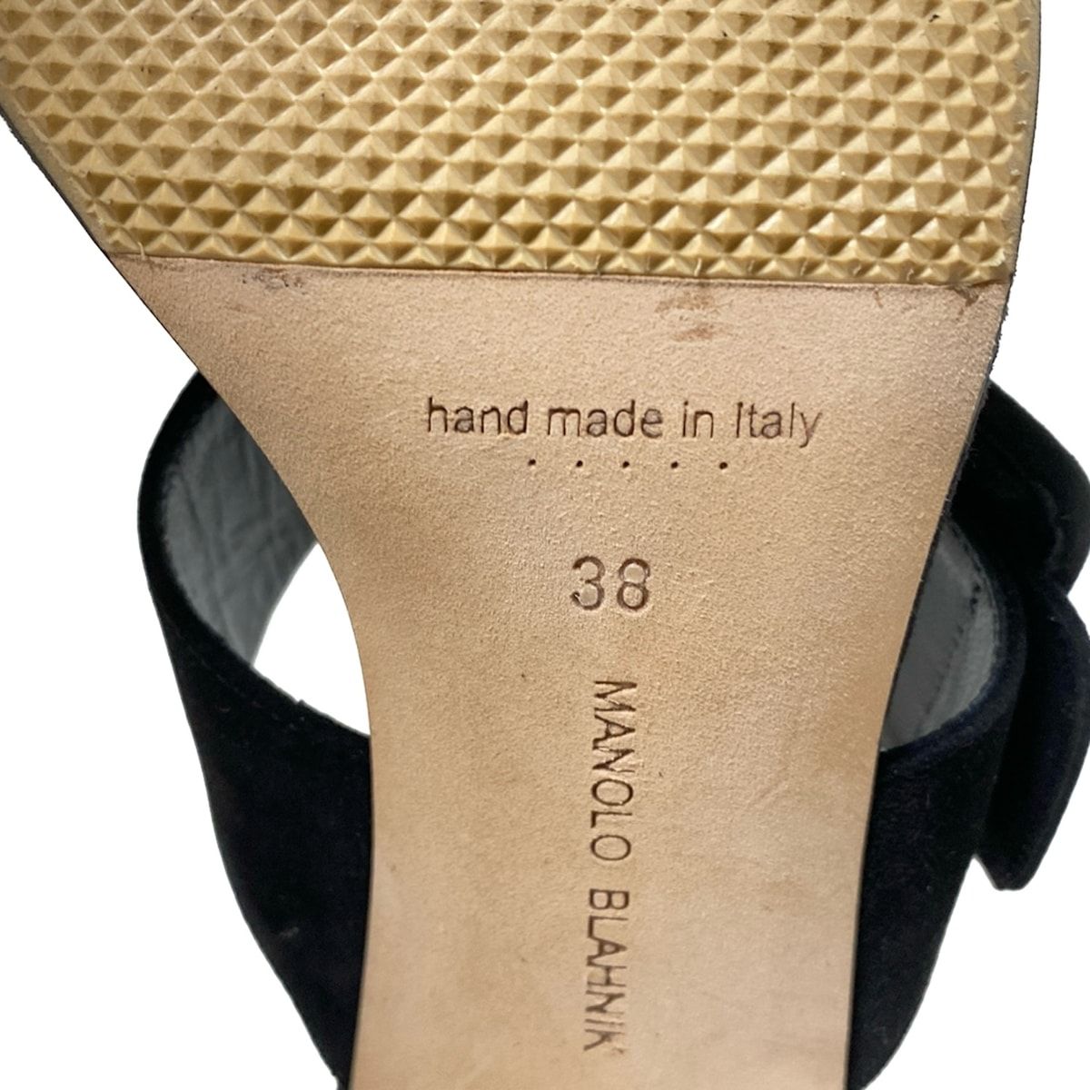 MANOLO BLAHNIK マノロブラニク ミュール 38 レディース - 黒 アウトソール張替済 KIN-KAAI_COM