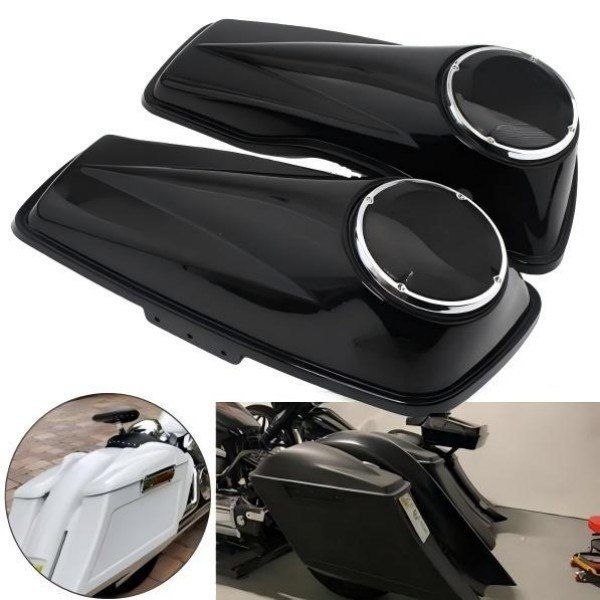 ハーレー バイク用 ブラック 6.5インチ サドルバッグ カバー付き スピーカー付き 旅行用 エレクトラ ストリート グライド ロード キング ウルトラ クラシック 2014-