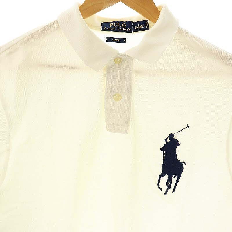 美品 ポロラルフローレン 刺繍 スーツ ポロベア 上質 コットン Tシャツ 白 ポロ ラルフローレン POLO RALPH LAUREN ホース刺繍ポロシャツ