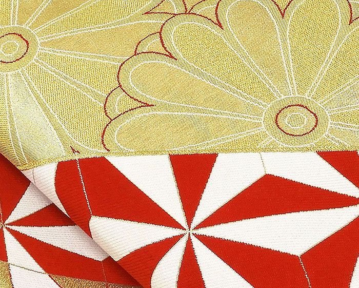 袋帯 麻の葉菊花模様 振袖用 良品 リサイクル 中古 フォーマル 礼装用