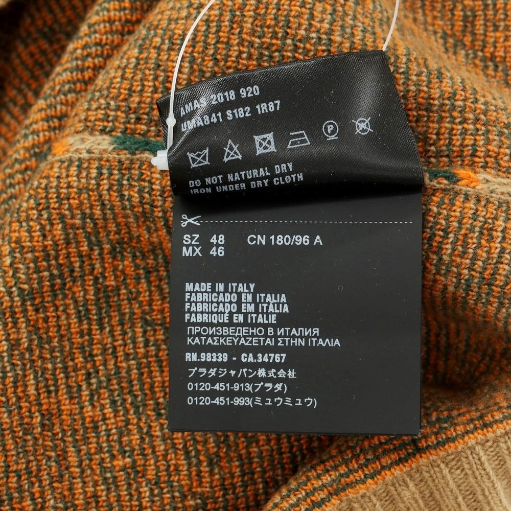 中古】プラダ PRADA ミドルゲージ ウールカシミヤ 総柄 クルーネック 