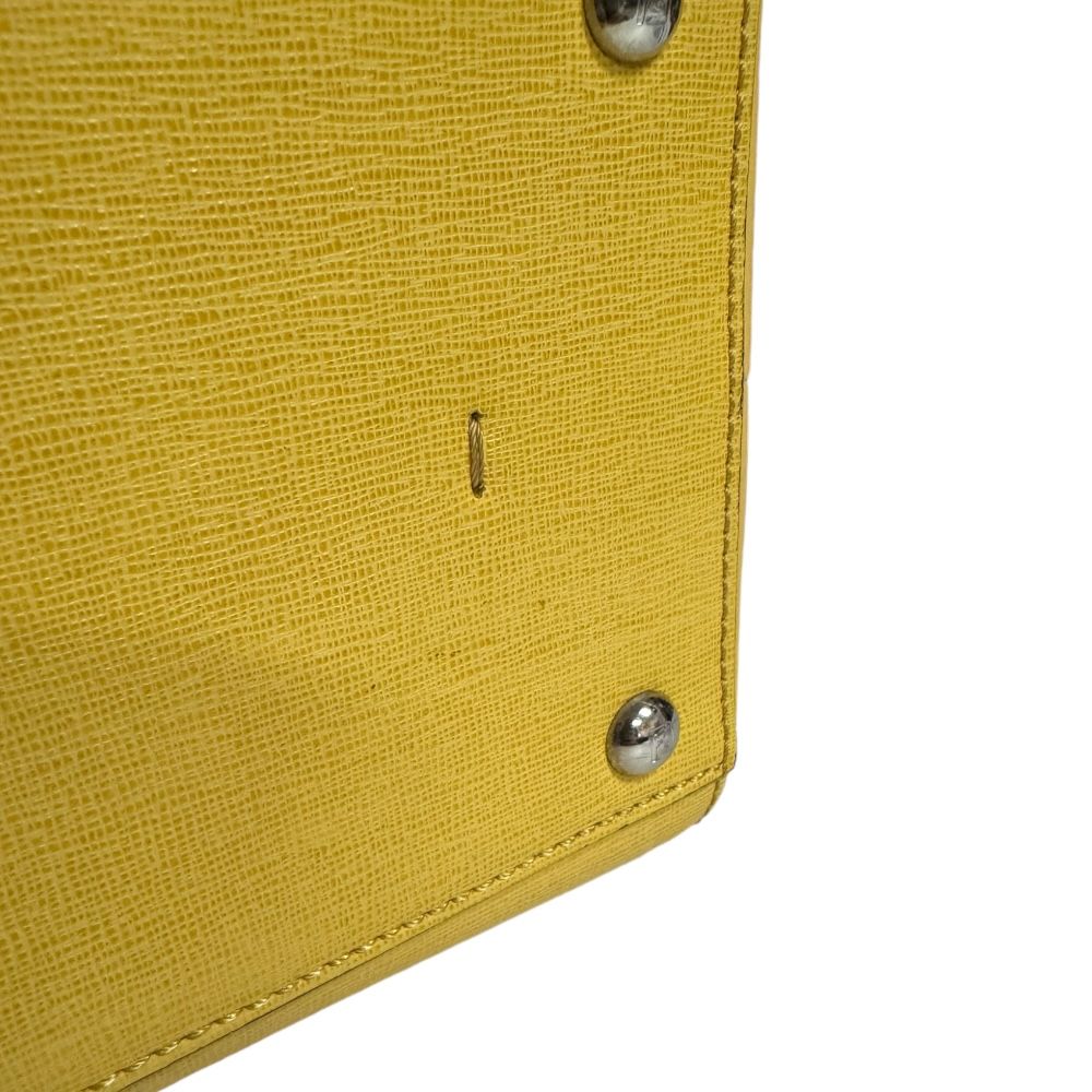 フェンディ トロワジュール トートバッグ レザー 8BH275 イエロー  