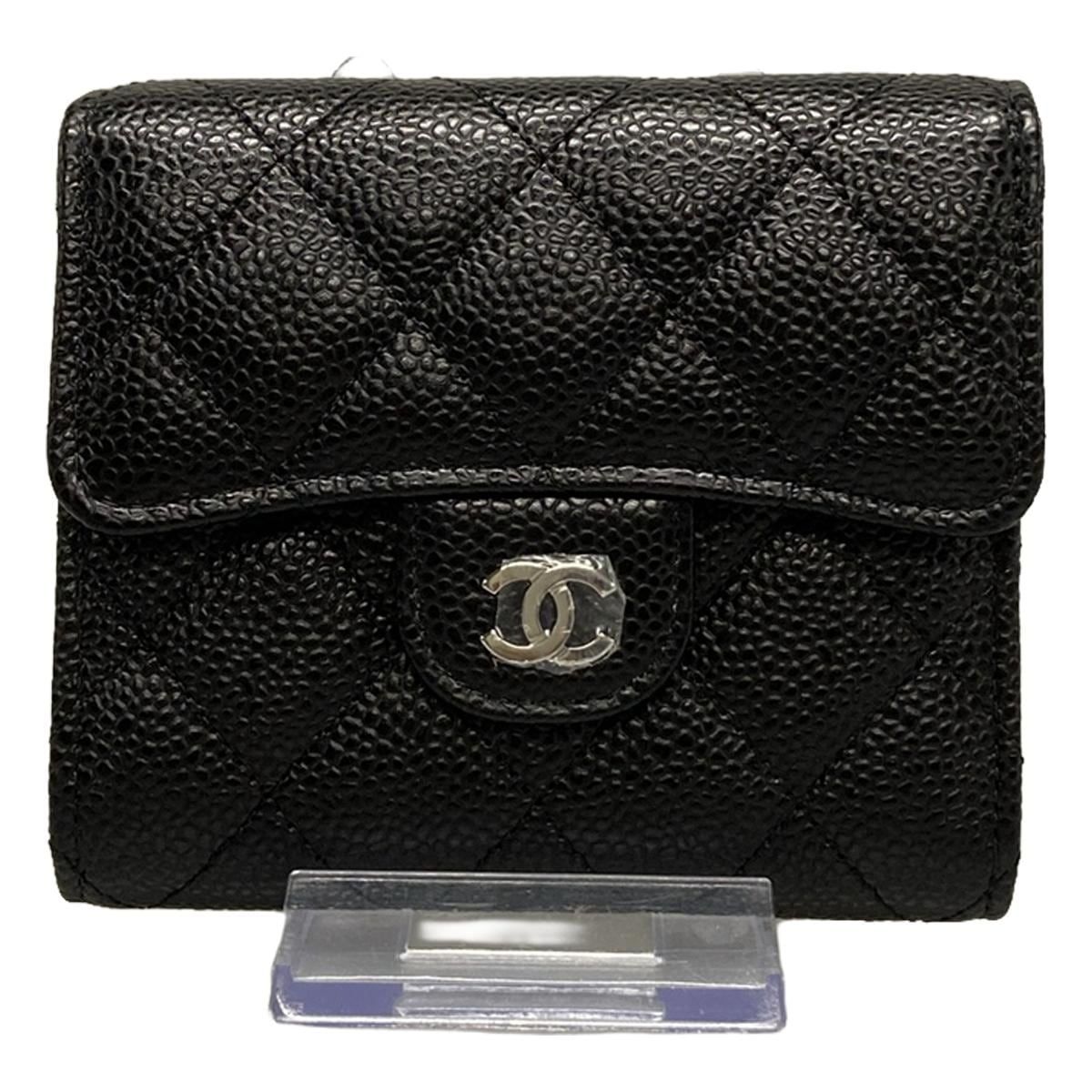 CHANEL(シャネル) 3つ折り財布美品 マトラッセ スモール ウォレット A82288 黒 シルバー金具/Ventes privees 2021  - メルカリ