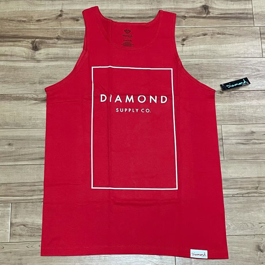米国製 【L】 ダイヤモンドサプライ Diamond Supply Co タンクトップ 赤 BOXED ストリート スケーター