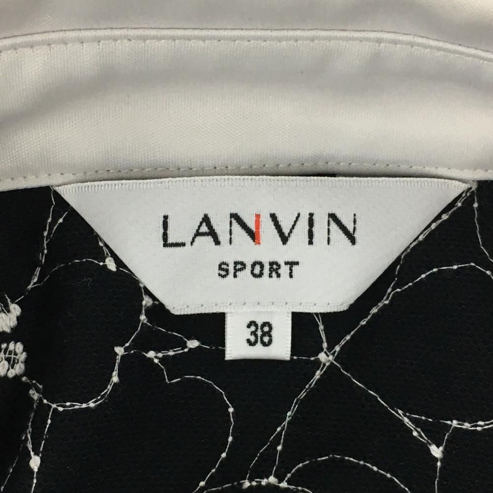 超美品】ランバンスポール 半袖ポロシャツ 黒×白 身頃花柄