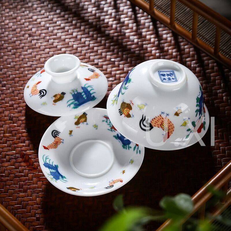 中国茶器 闘彩獅子三才蓋碗 茶器 茶道具 煎茶器 新品未使用 中国茶器 闘彩獅子三才蓋碗 茶器 茶道具 煎茶器 新品未使用