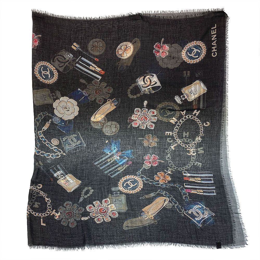 ★上品★【CHANEL】スカーフ カシミヤ ベージュ CHANEL◇スカーフ