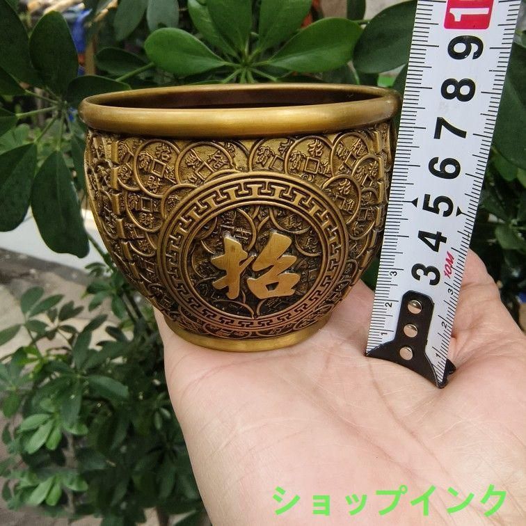 銅 細工 銅壺 聚宝盆 装飾品 現代工芸品美術品 置物 ◇金属工芸