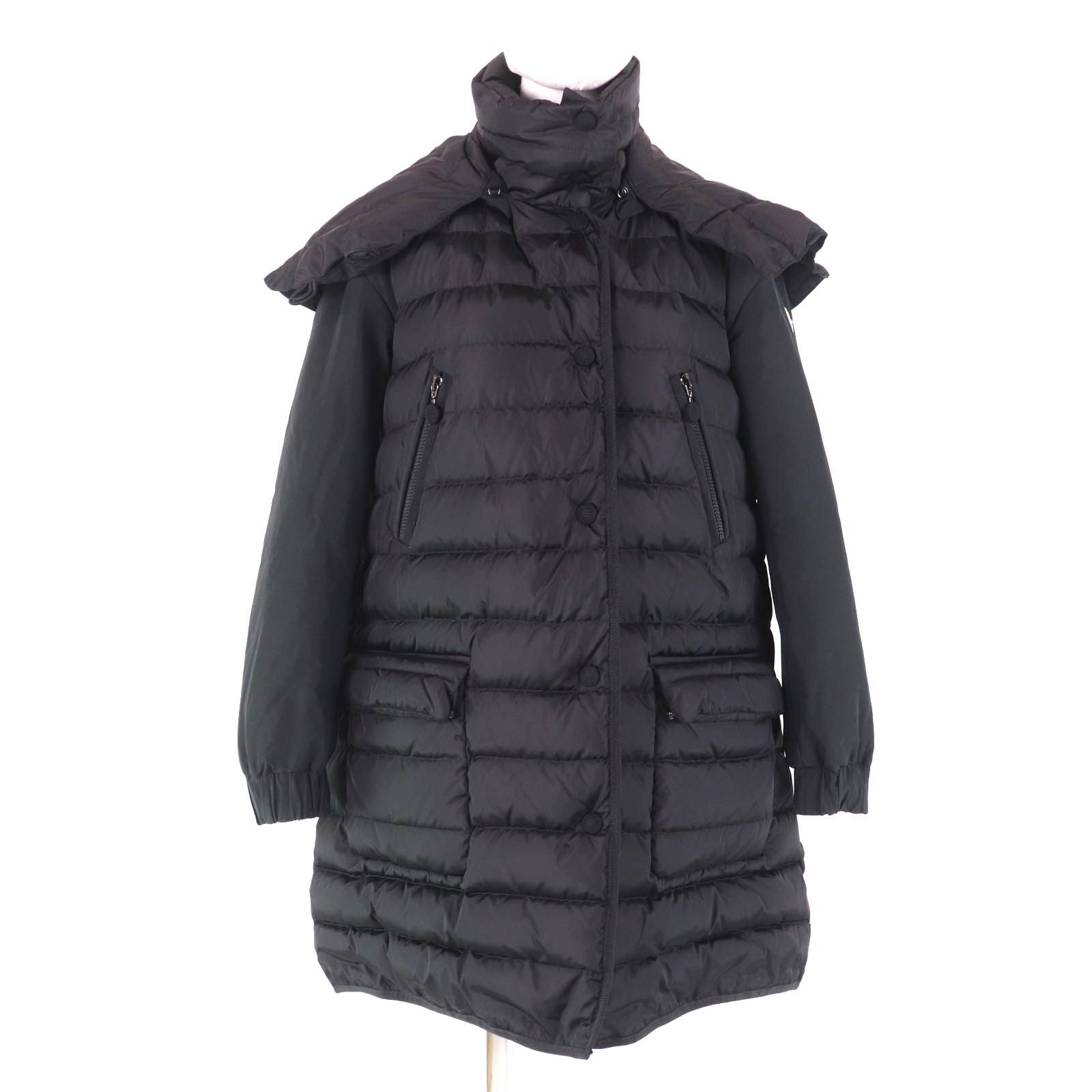 MONCLER モンクレール STAUMIES ストミエ フード ロゴワッペン付 ダウンコート ダウンジャケット ブラック 1 レディース