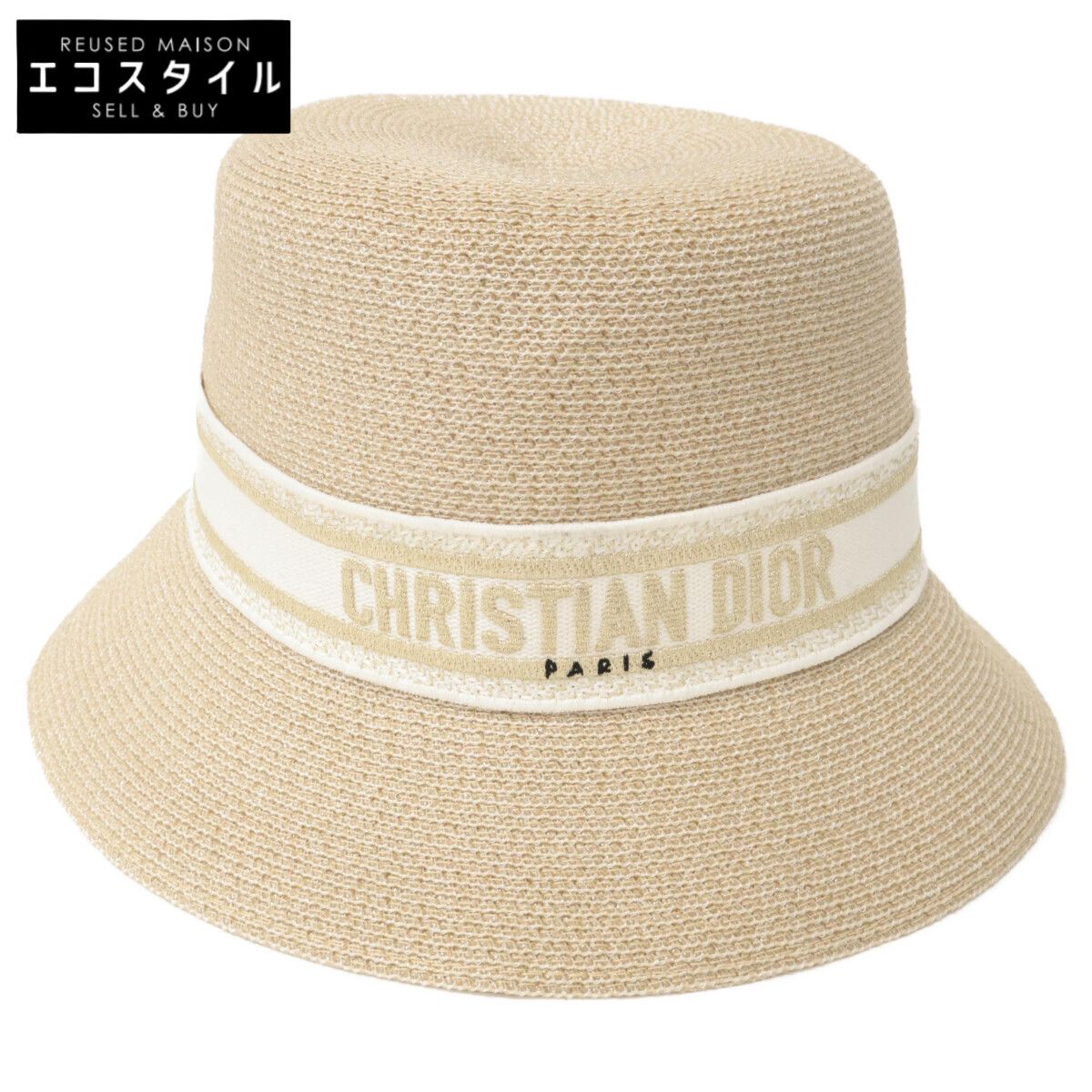 Christian Dior クリスチャンディオール | 正規 22DRT923G157 DIORESORT リゾート ロゴテープ ストローハット 57