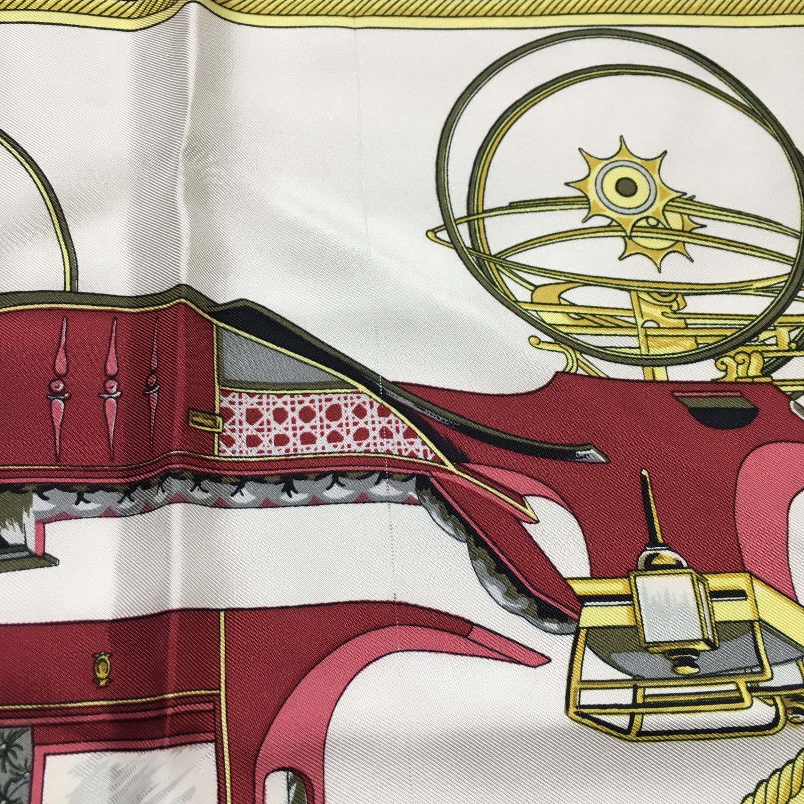 エルメス カレ 90 LINSTRVCTION DV ROY ボルドー シルク100