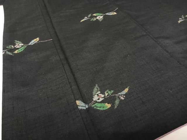 平和屋着物○上質な紬 枝花文 黒地 正絹 逸品 AAAU8387zg - メルカリ 
