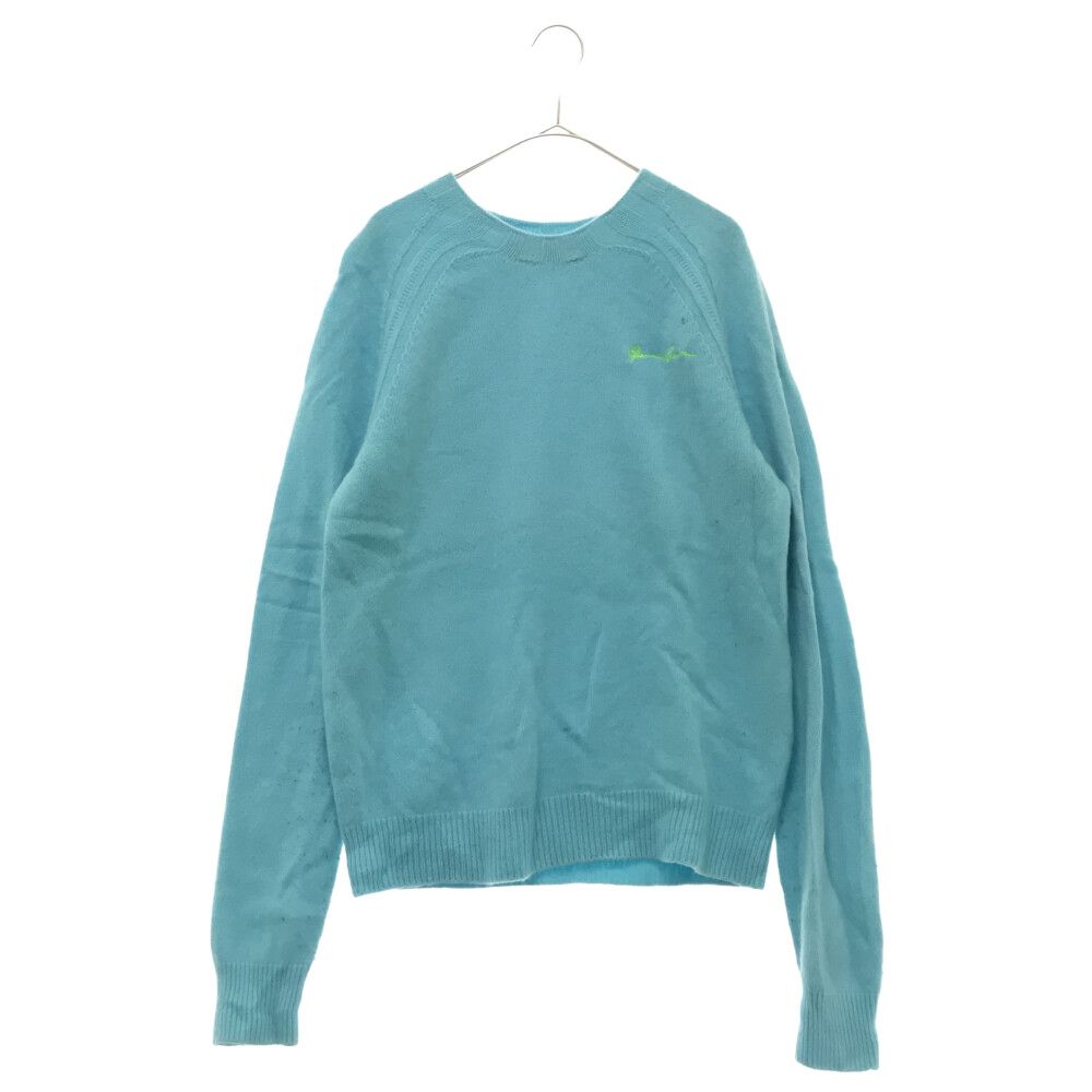 VERSACE (ヴェルサーチ) Cashmere Crewneck Sweater A88199 A237529 カシミヤニット クルーネック長袖セーター ブルー