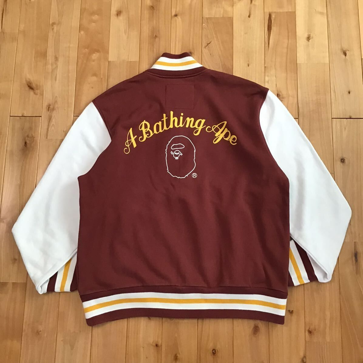 BAPE LOGO スウェット スタジャン Mサイズ Dark Red a bathing