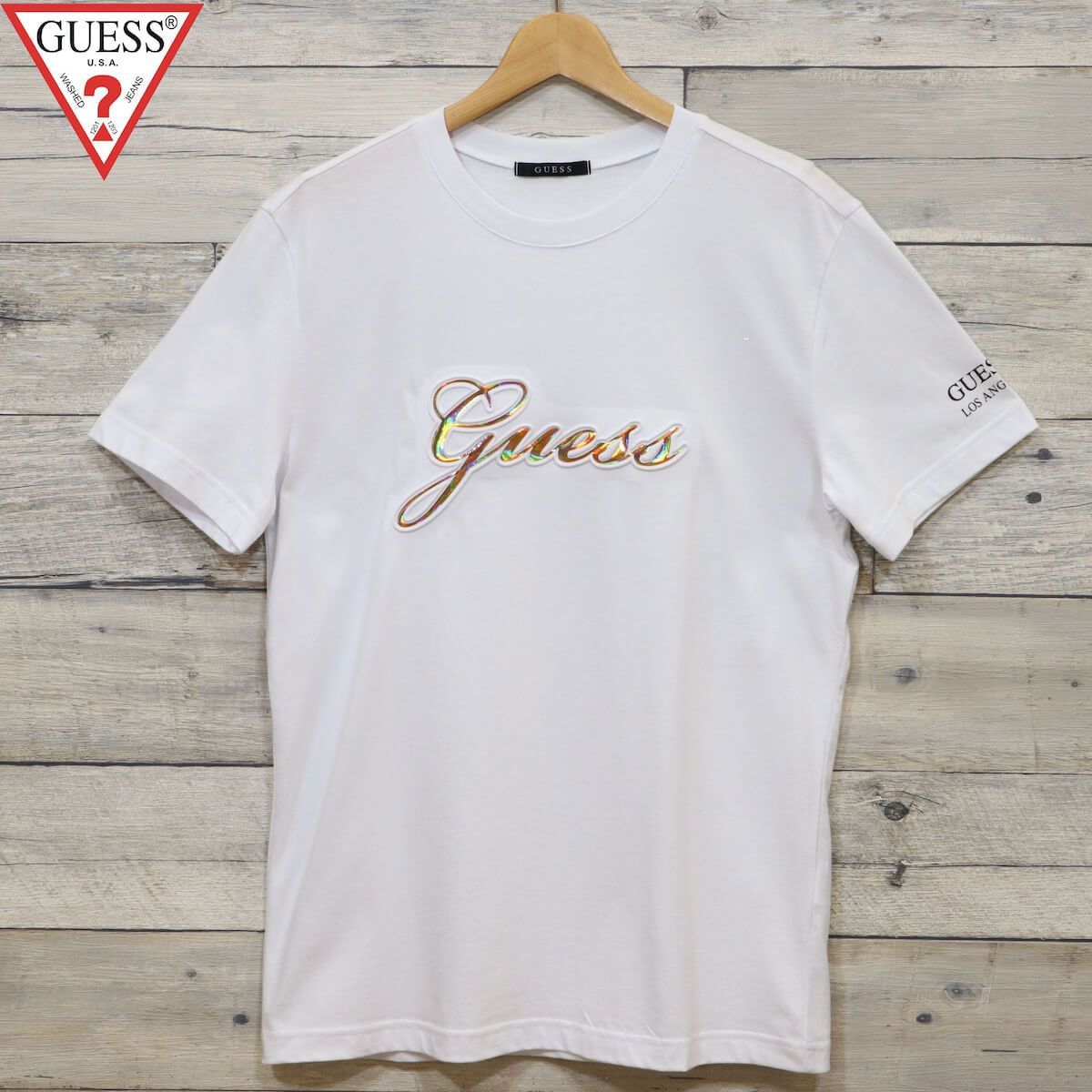 新品 メンズ GUESS ゲス 半袖 tシャツ トップス 3D プリント ロゴ