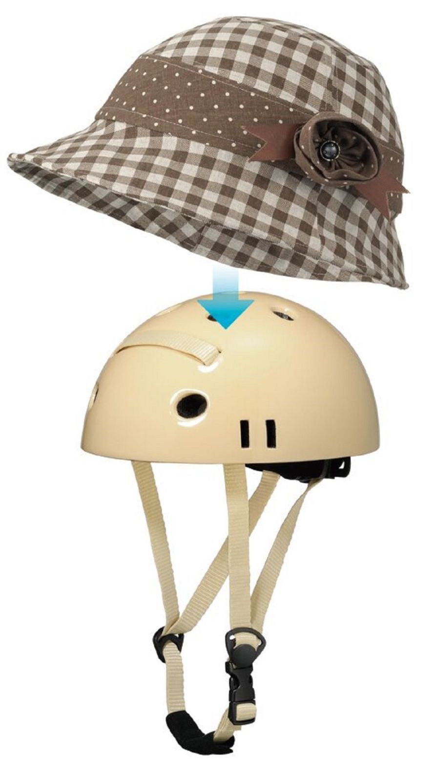 カメリア C622FBDJ チェックブラウン CAPOR カポル 着せ替え用帽子付き自転車ヘルメット