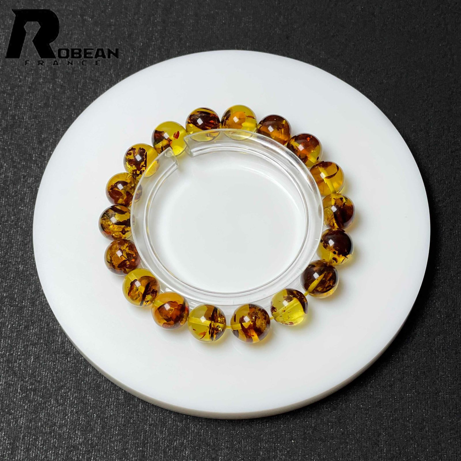 10 OFFクーポン配布中 EU製 定価9万円 ROBEAN ゴールデンアンバー 琥珀 ブレスレット パワーストーン 天然石 お守り プレゼント2 10.8-11.1mm M1007611