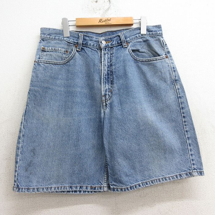 W34/古着 リーバイス Levis 550 ショート パンツ ショーツ メンズ コットン 紺 ネイビー デニム 24apr04 中古 ボトムス 短パン ショーパン 