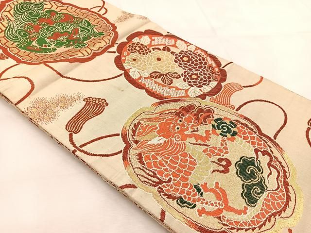 【着物と帯 時流】F25285◆正絹 アンティーク丸帯◆大正ロマン 鳥 美品 着物と帯 時流】F25288◇正絹 アンティーク丸帯◇大正ロマン
