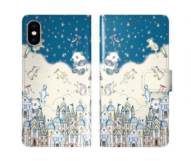 [arrows NX F-01K] iPhone15 ケース スカラー スマホケース 手帳型 iPhone16 ケース iPhone 16 15 14 13 SE 第3世代 第2世代 スマホカバー 全機種対応 手帳 ScoLar メルヘンの街 リボン パンダ 