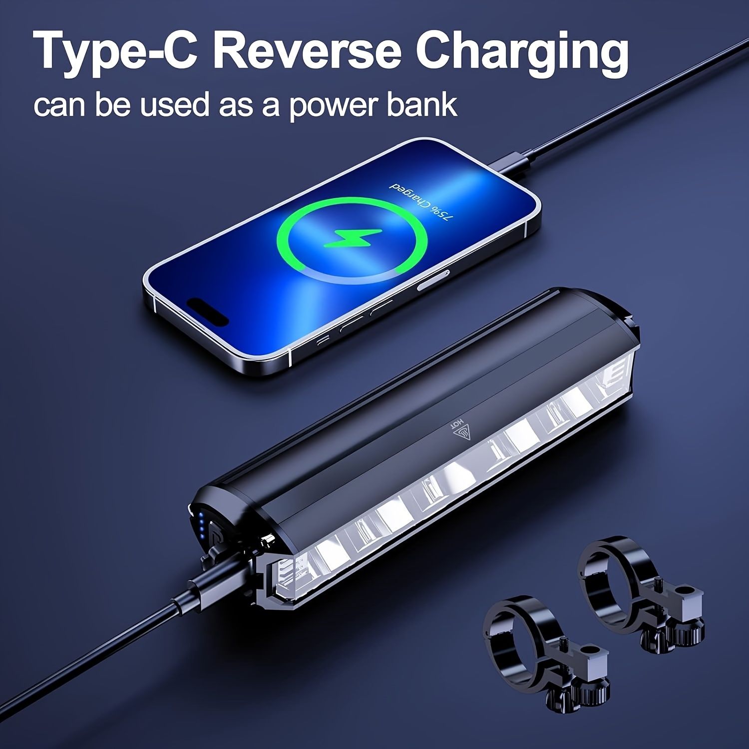 超高輝度USB充電式バイクヘッドライト - 6600mAh、アルミニウム合金 