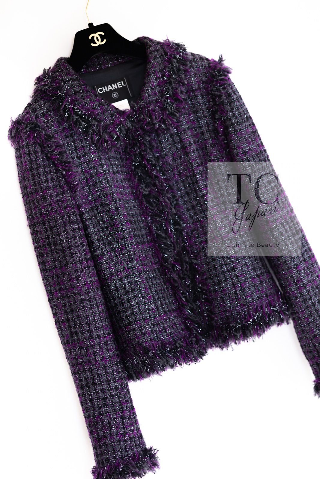 シャネル ジャケット スーツ CHANEL 126万 パープル ブラック