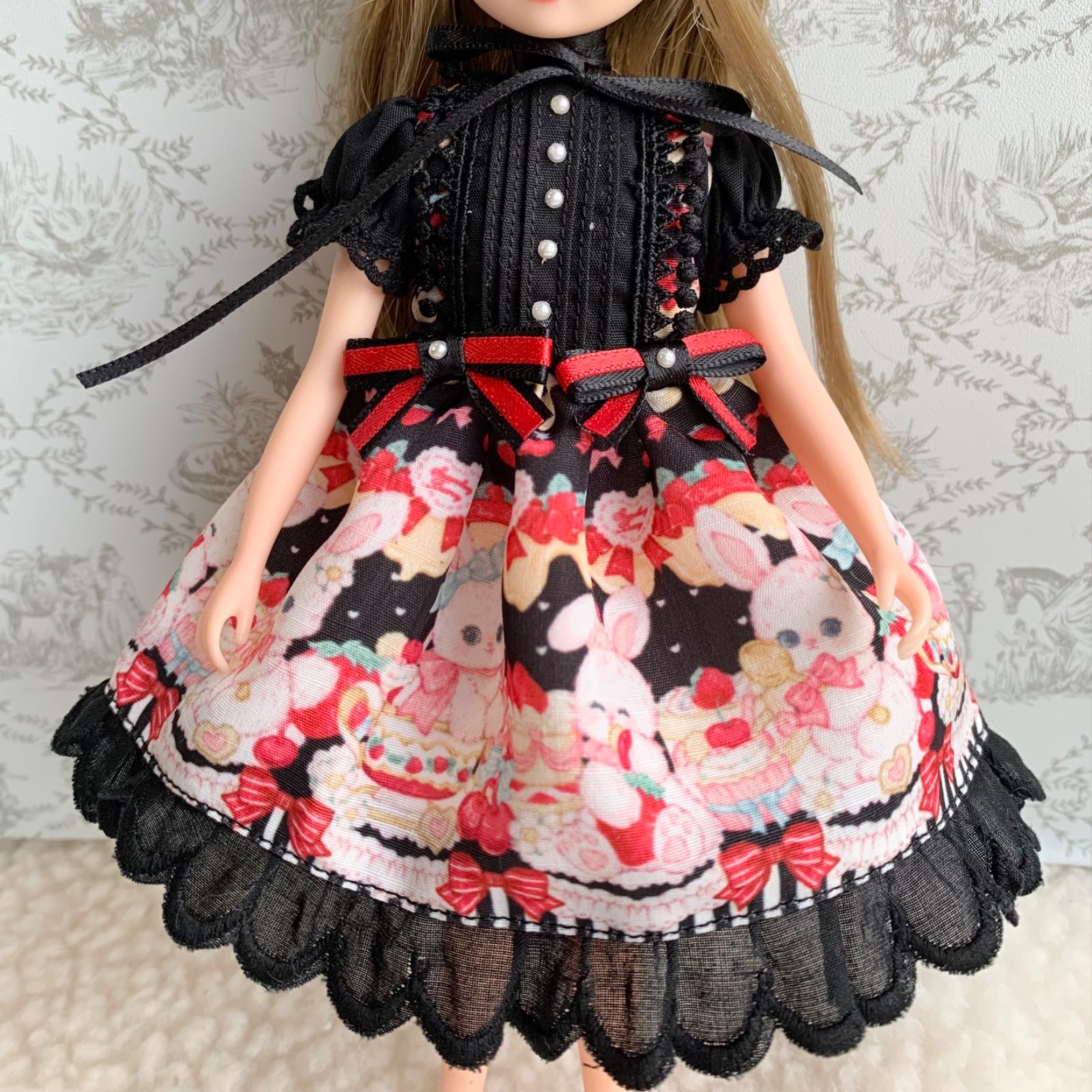 リカちゃん ロリータワンピース リボンヘッドドレスセット いちご