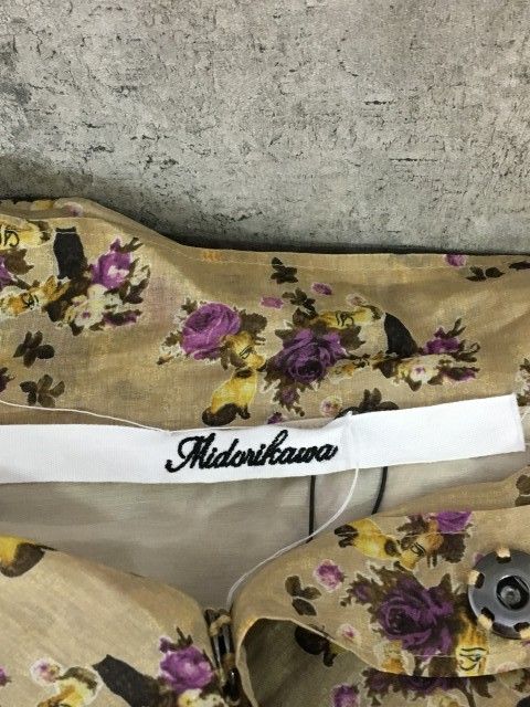 中古】MIDORIKAWA ﾐﾄﾞﾘｶﾜ 長袖 ｼｬﾂ 花柄 ﾌﾗﾜｰ ｼｱｰ ｼｰｽﾙｰ ｼｮｰﾄ