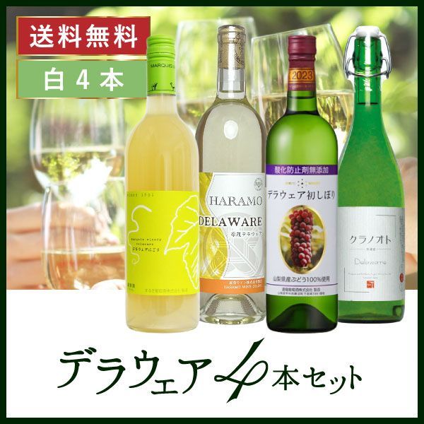 日本ワイン セット【山梨のデラウェア４本セット】送料無料 白ワイン ...