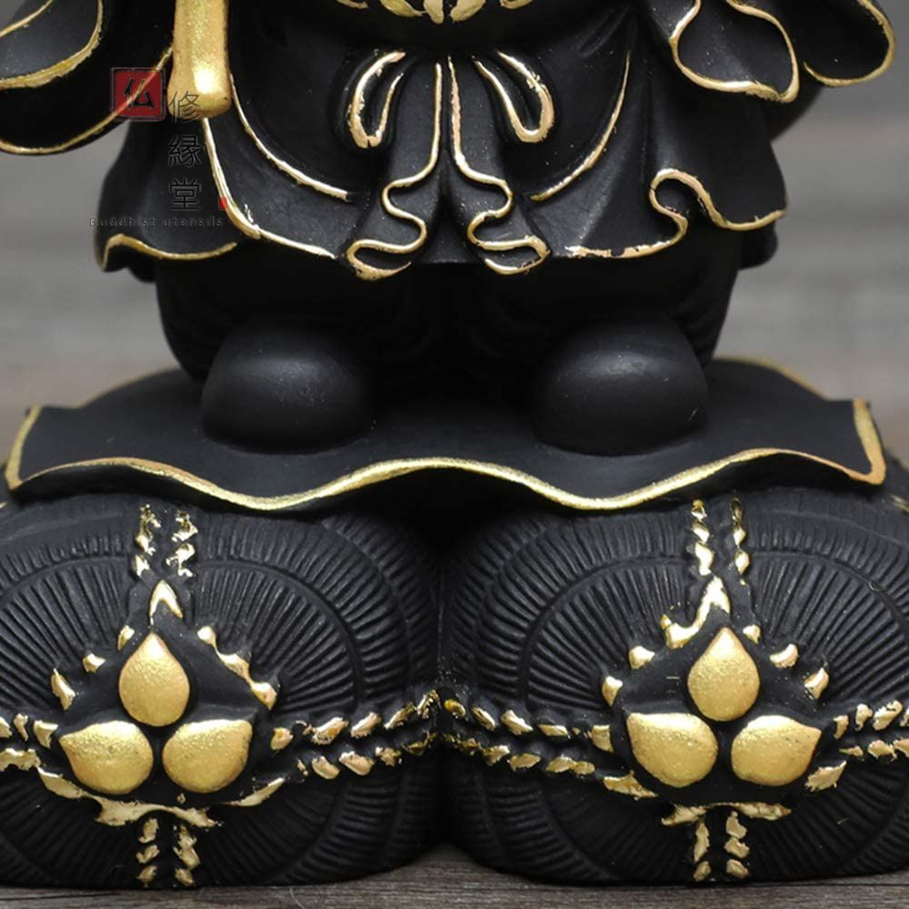 修縁堂】木彫り 仏像 福神大黒天立像 財神 仏教工芸 彩繪 本金 切金 