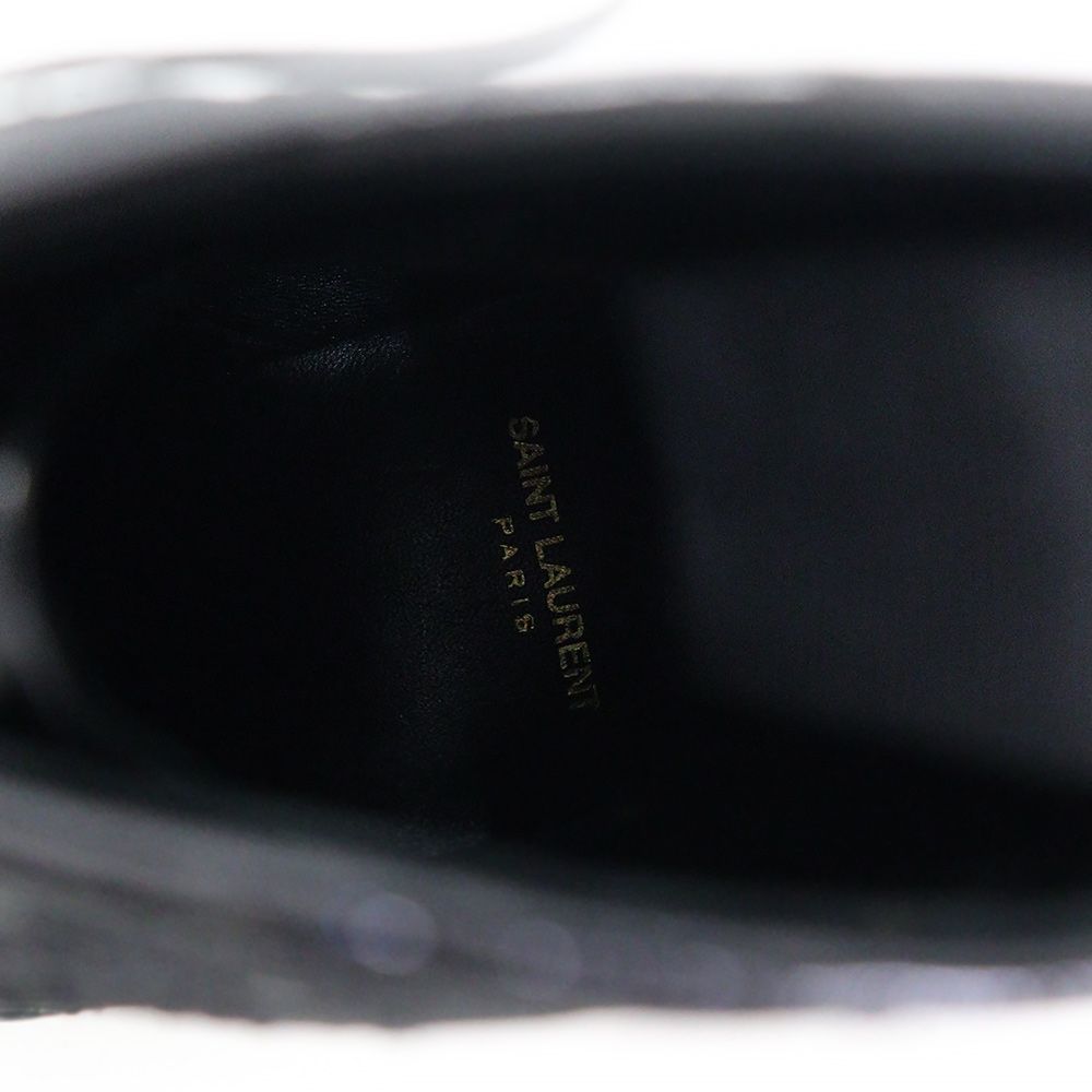 約12cmヒールサンローランパリ コンバットブーツ 35 1/2 22.5cm レザー レース  ブラック 靴 黒 416360  SAINT LAURENT PARIS（未使用　展示品）